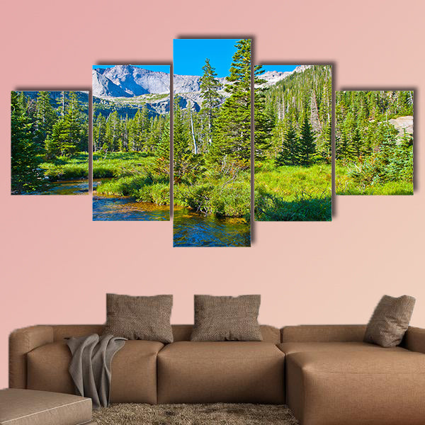 Glacier Creek from along the trail to Black Lake multi panel canvas wall art