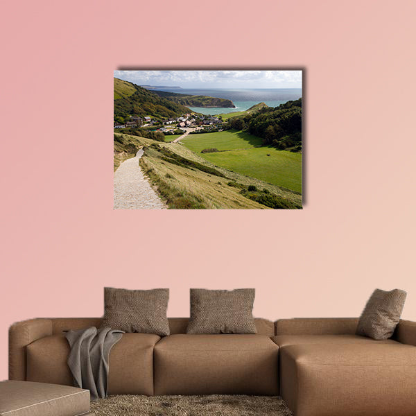 South-West coastal path overlooking Lulworth Cove and Dorset wall art