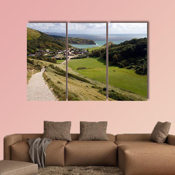 South-West coastal path overlooking Lulworth Cove and Dorset wall art