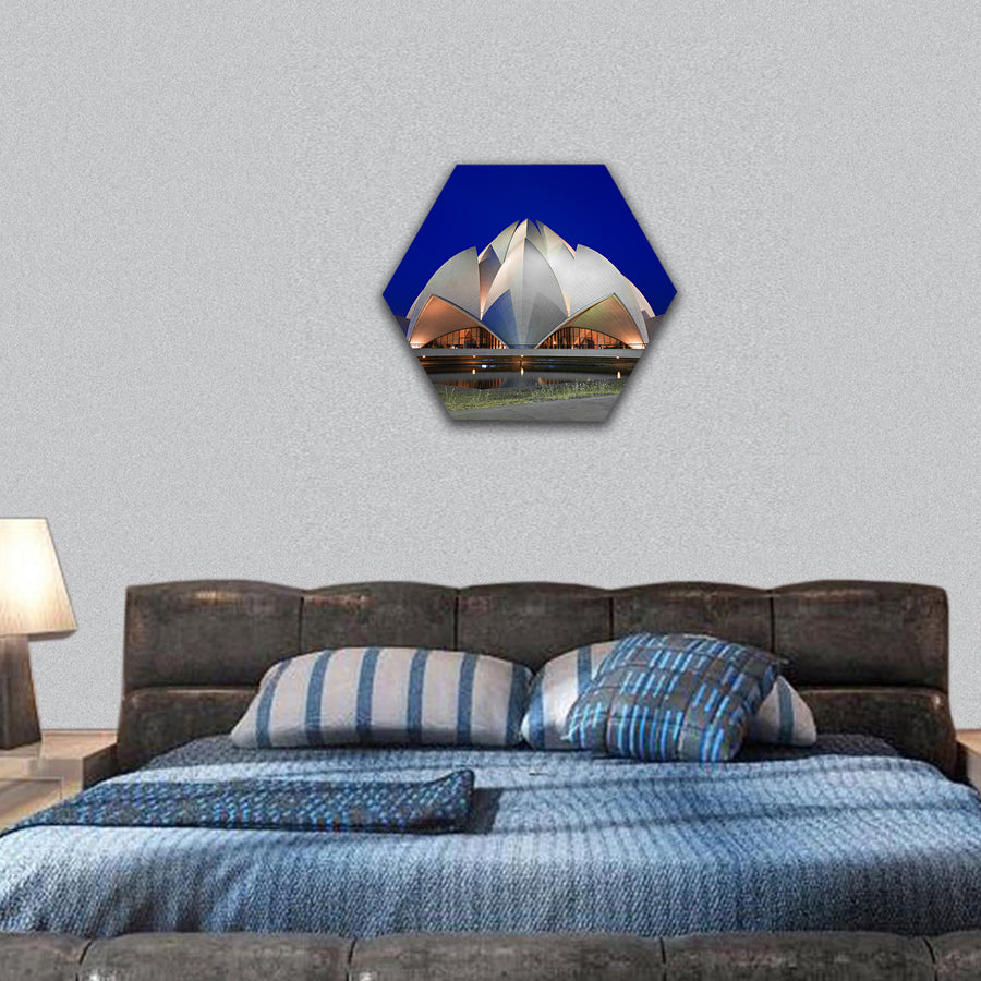 Lotus Temple at the evening, New Delhi, India hexagonal canvas wall art