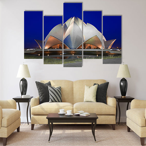 Lotus Temple at the evening, New Delhi Multi Panel Canvas Wall Art