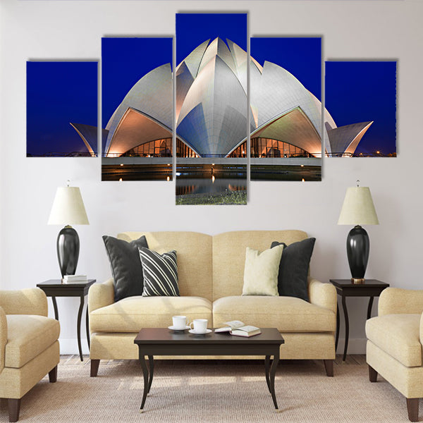 Lotus Temple at the evening, New Delhi Multi Panel Canvas Wall Art