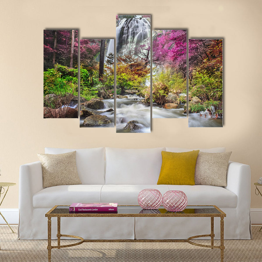 Klonglan Waterfall in Kampangpet Province Multi Panel Canvas Wall Art