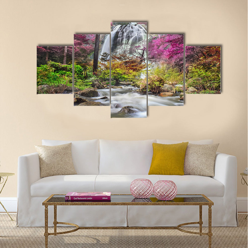 Klonglan Waterfall in Kampangpet Province Multi Panel Canvas Wall Art