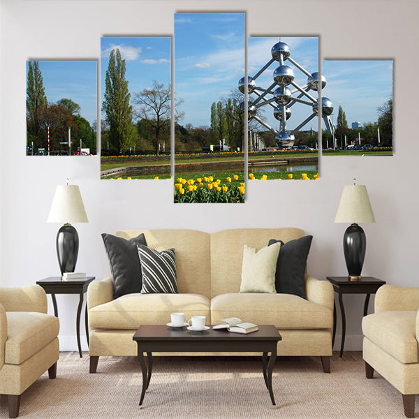 World expo atomium in brussels belgium Multi panel canvas wall art