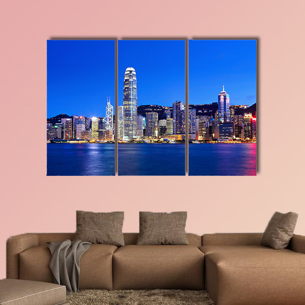 Hong Kong at night multi panel canvas wall art