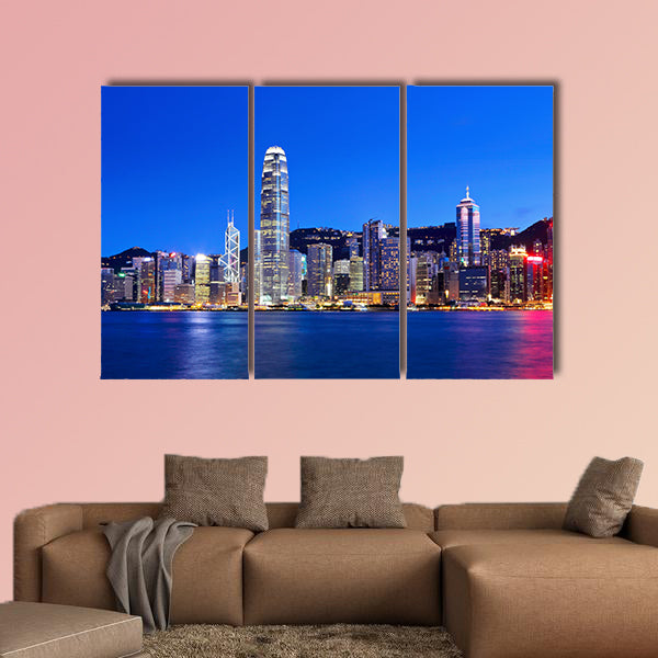 Hong Kong at night Multi panel canvas wall art