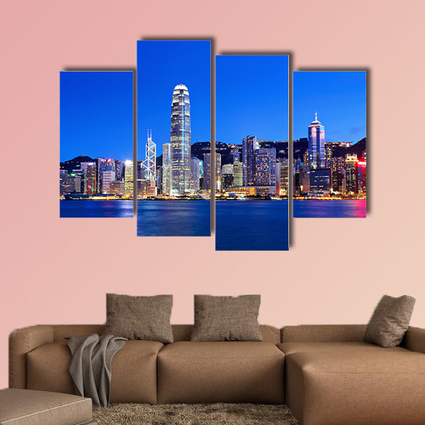 Hong Kong at night Multi panel canvas wall art