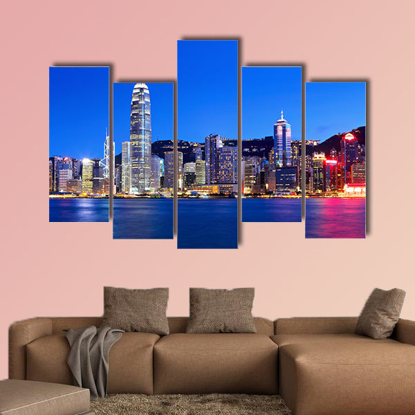 Hong Kong at night multi panel canvas wall art