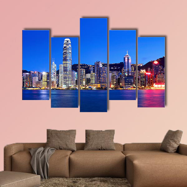 Hong Kong at night Multi panel canvas wall art