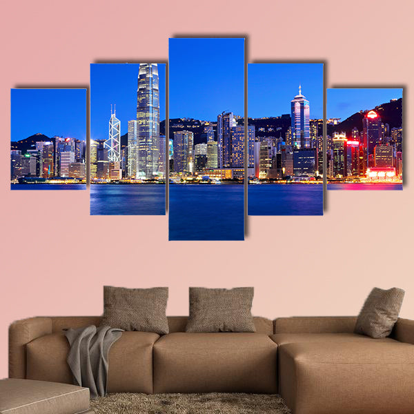 Hong Kong at night Multi panel canvas wall art