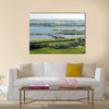 Areal view on lock in the river Rhine in Holland Multi panel canvas wall art