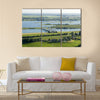 Areal view on lock in the river Rhine in Holland Multi panel canvas wall art