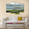 Areal view on lock in the river Rhine in Holland Multi panel canvas wall art