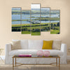 Areal view on lock in the river Rhine in Holland Multi panel canvas wall art