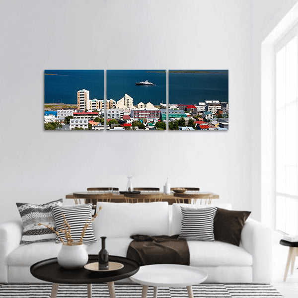 Reykjavik, Iceland, from the top of the Hallgrimskirkja church panoramic canvas wall art