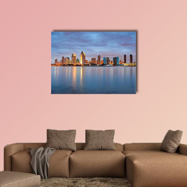 San Diego at night multi panel canvas wall art