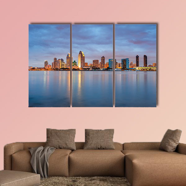 San Diego at night multi panel canvas wall art