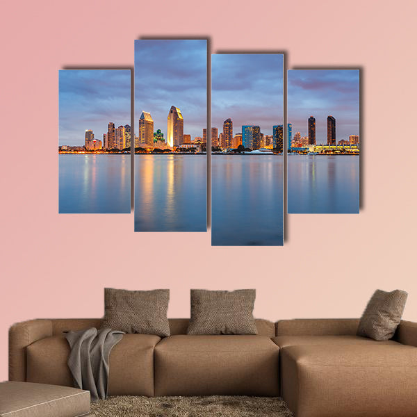 San Diego at night multi panel canvas wall art