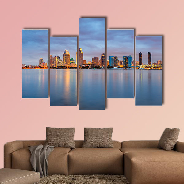 San Diego at night multi panel canvas wall art