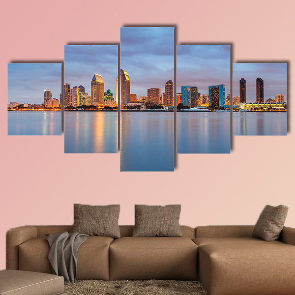 San Diego at night multi panel canvas wall art