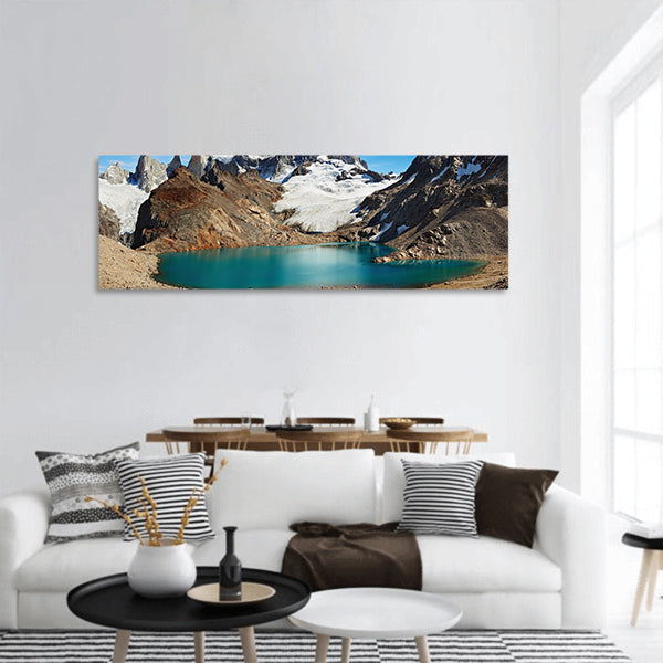 Laguna de Los Tres and mount Fitz Roy, Los Glaciares Park, panoramic canvas wall art