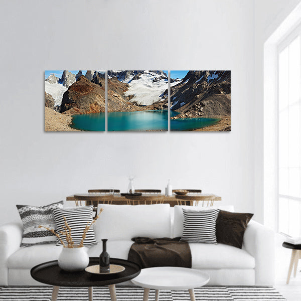 Laguna de Los Tres and mount Fitz Roy, Los Glaciares Park, panoramic canvas wall art
