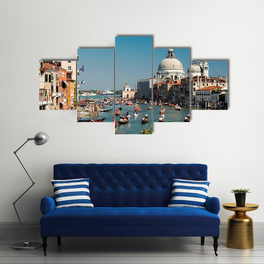 Venice Regata Storica Gondolas on Grand Canal Multi panel canvas wall art