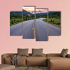 Winding road that leads to beautiful sunset lit mountains wall art