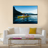 Couple Paddling In kayak On Lake Multi Panel Canvas Wall Art