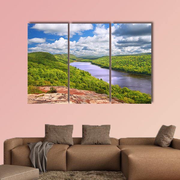 Lake of the Clouds at Porcupine Mountains State Park in Multi panel canvas wall art