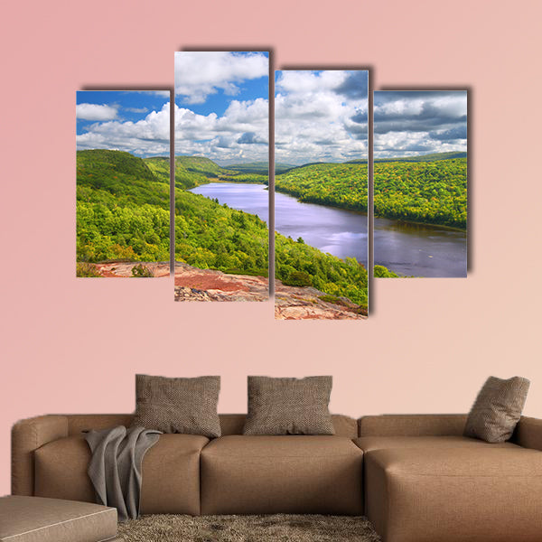 Lake of the Clouds at Porcupine Mountains State Park in Multi panel canvas wall art
