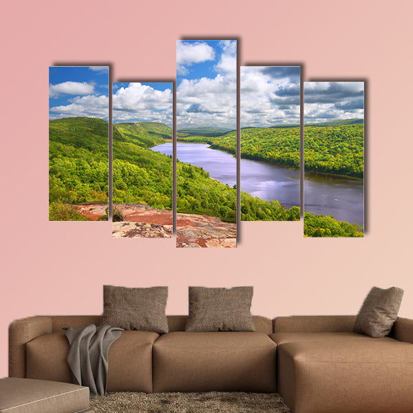 Lake of the Clouds at Porcupine Mountains State Park in Multi panel canvas wall art