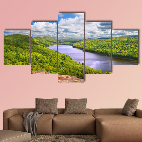 Lake of the Clouds at Porcupine Mountains State Park in Multi panel canvas wall art