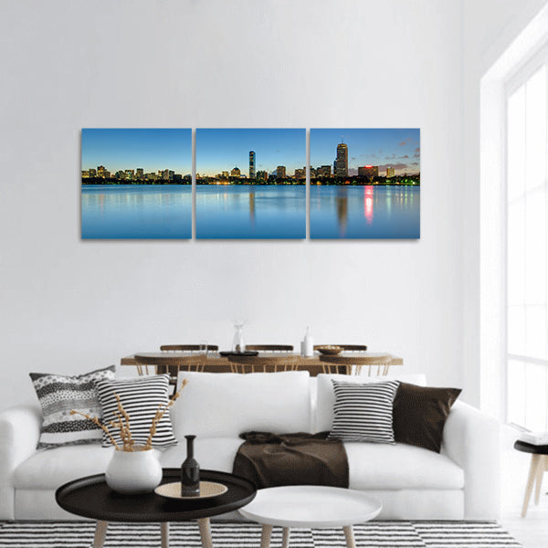 Skyline of Boston's Back Bay area seen at dawn panoramic canvas wall art