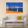 skyline and Bay of Panama, Panama, Central America in the sunset Multi panel canvas wall art