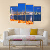 skyline and Bay of Panama, Panama, Central America in the sunset Multi panel canvas wall art