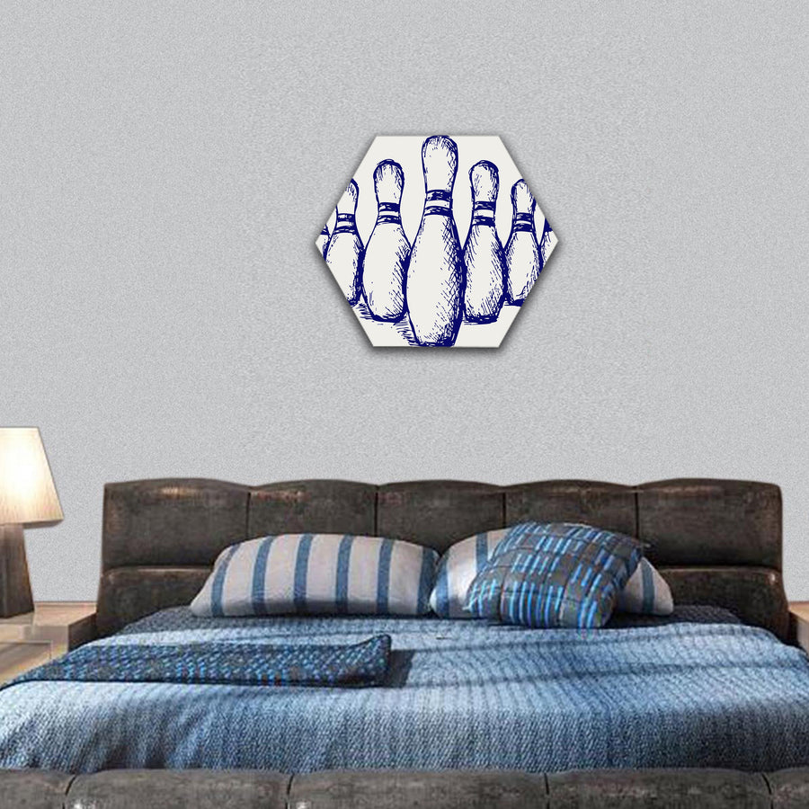 Sketch bowling hexagonal canvas wall art