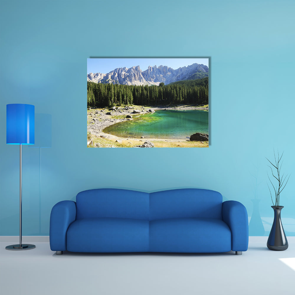 Karersee Lago di Carezza in the Dolomites in Italy multi panel canvas wall art
