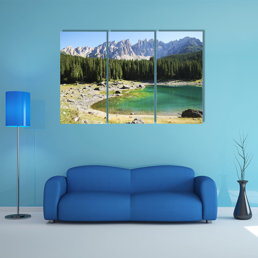 Karersee Lago di Carezza in the Dolomites in Italy multi panel canvas wall art