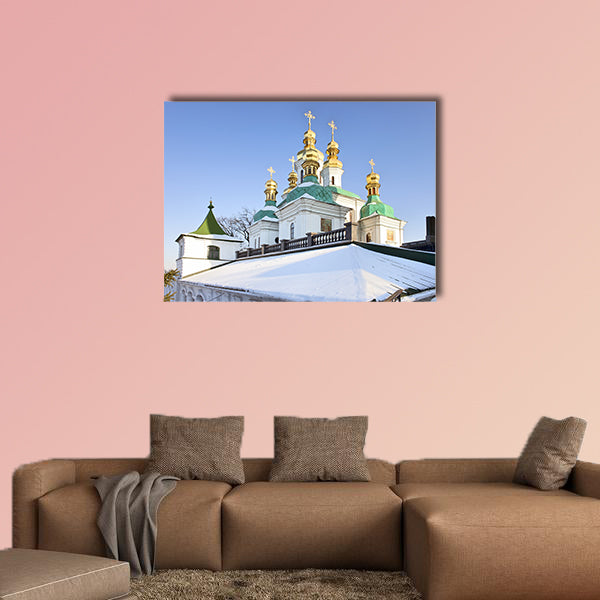 Golden domes and a roof of the church of Nativity in Kiev, wall art