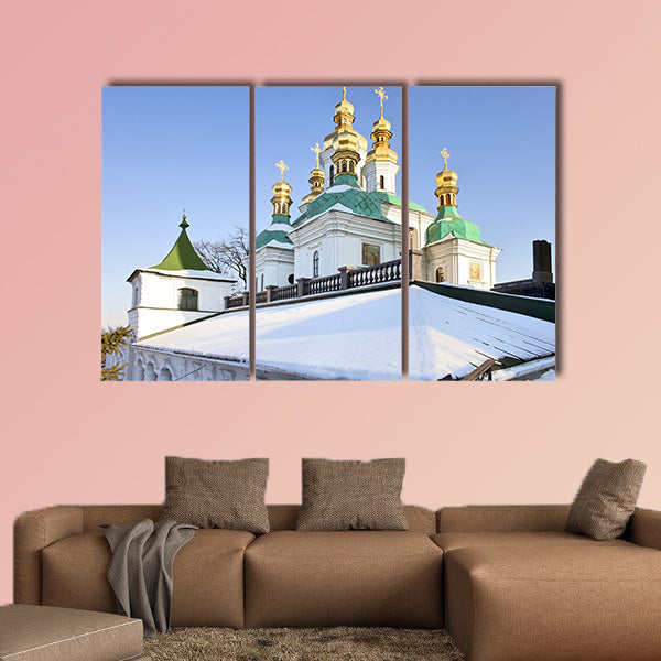 Golden domes and a roof of the church of Nativity in Kiev, wall art