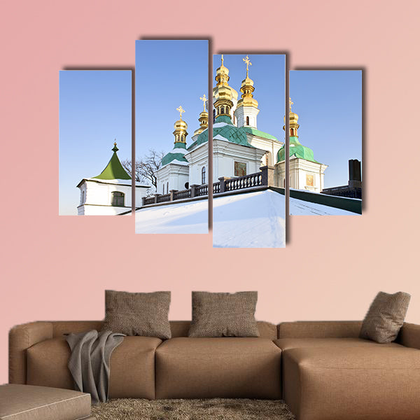 Golden domes and a roof of the church of Nativity in Kiev, wall art