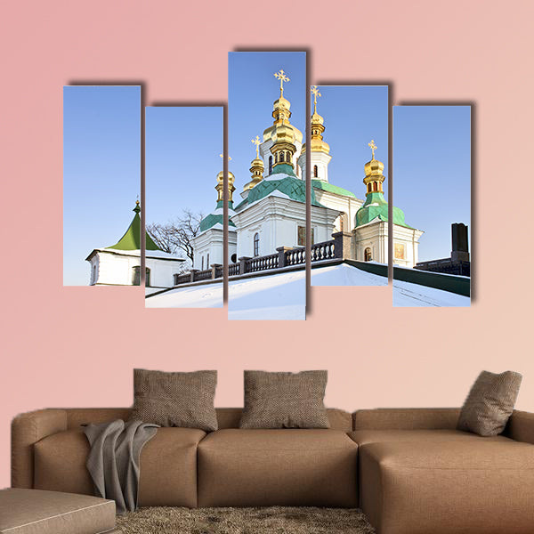 Golden domes and a roof of the church of Nativity in Kiev, wall art