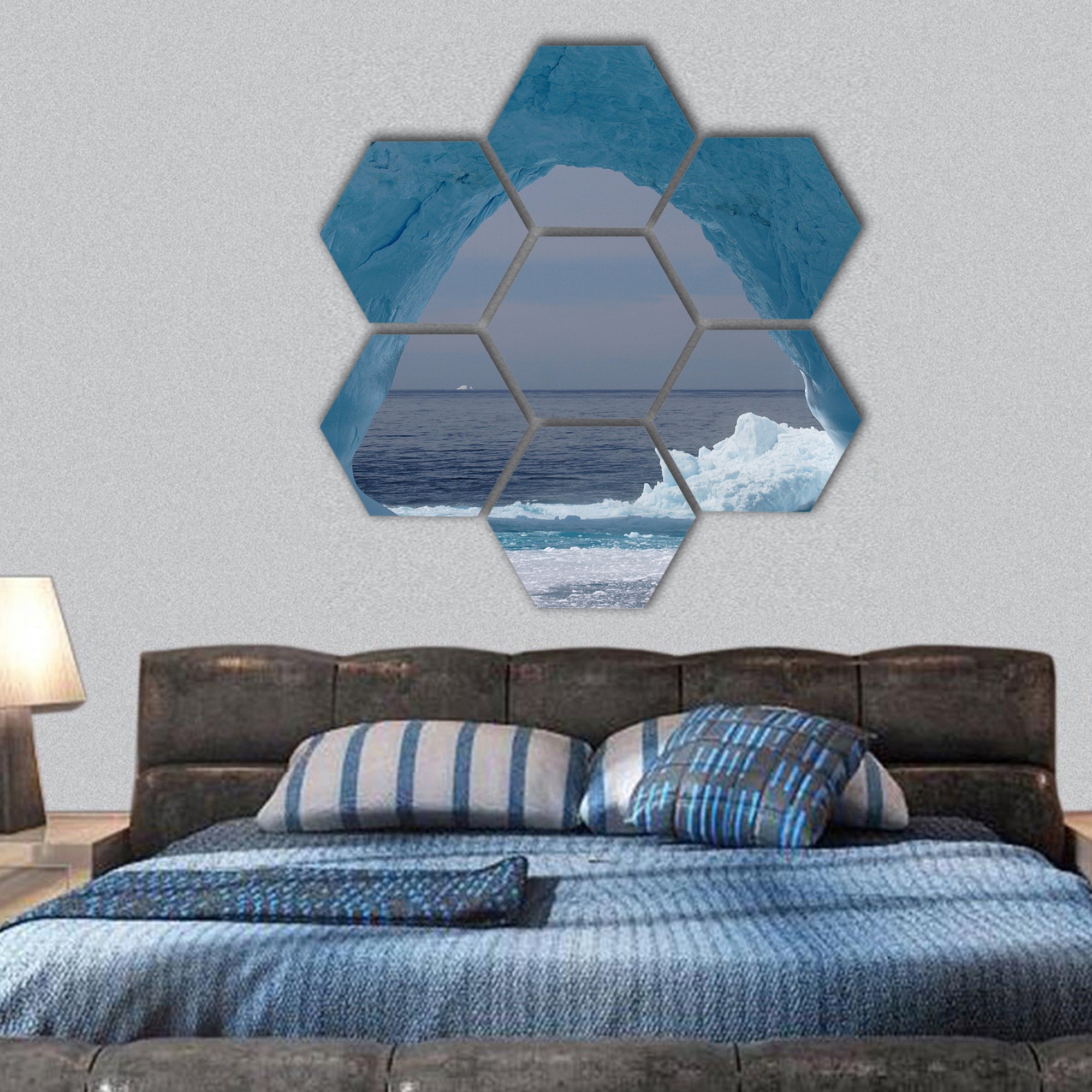 Iceberg off the coast of Greenland, Atlantic Ocean hexagonal canvas wall art