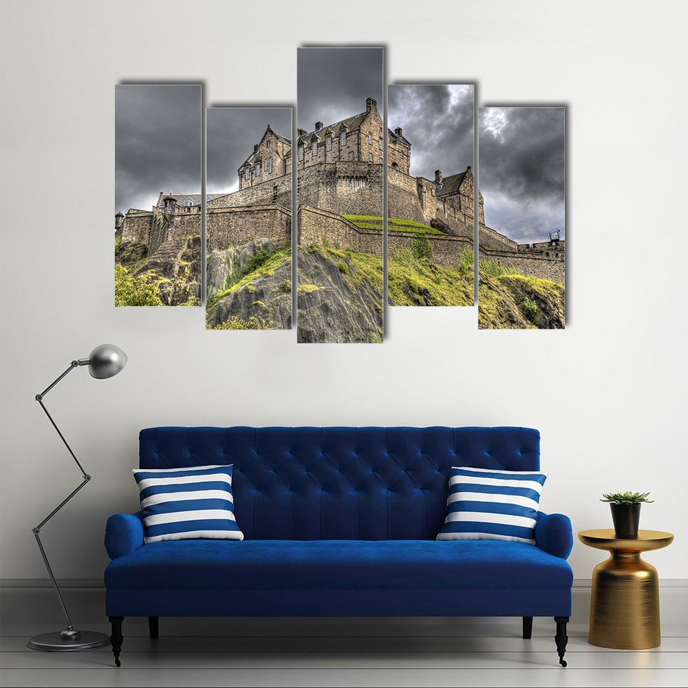 Edinburgh Castle on Castle Rock in Edinburgh, Scotland Multi Panel Canvas Wall Art