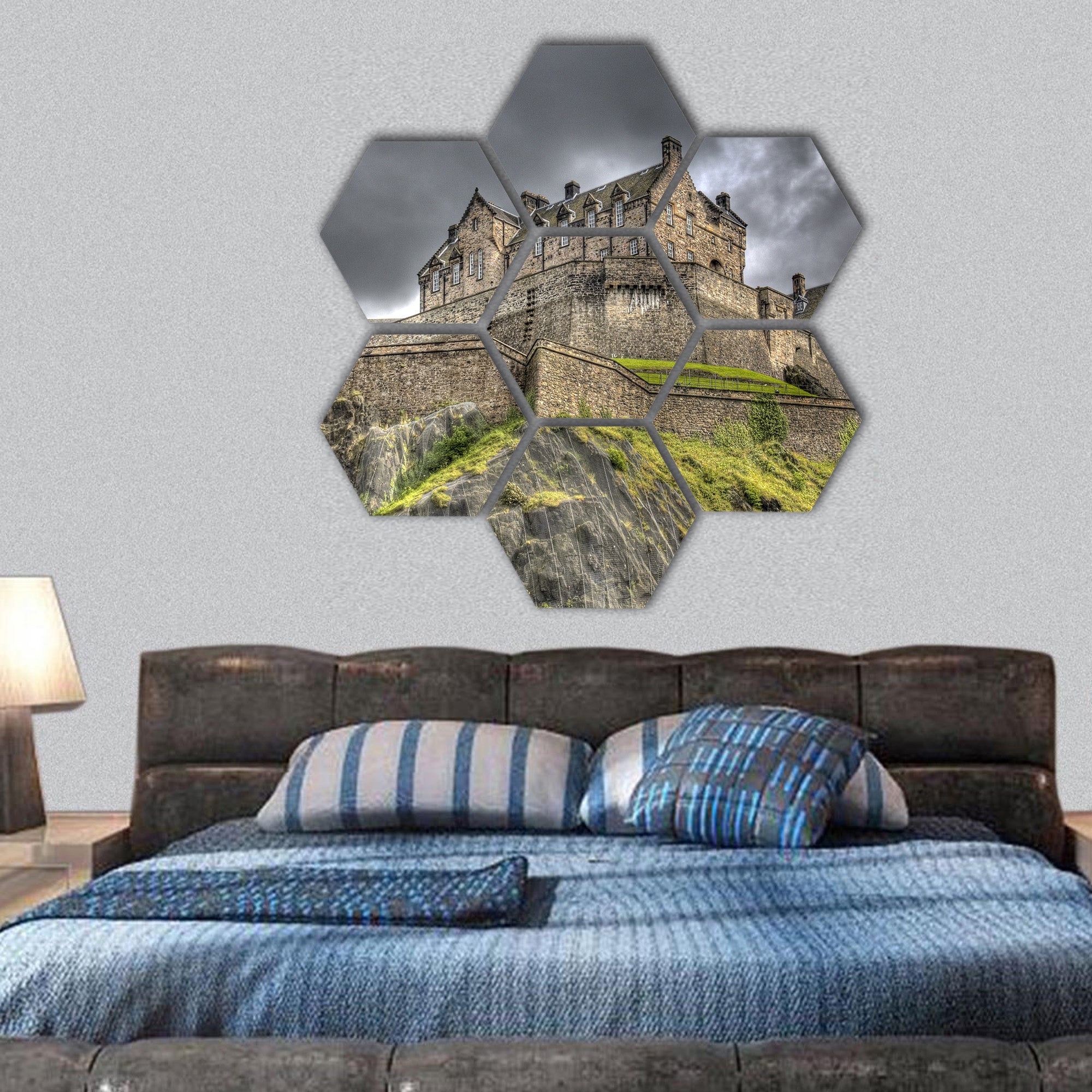 Edinburgh Castle on Castle Rock in Edinburgh, Scotland hexagonal canvas wall art