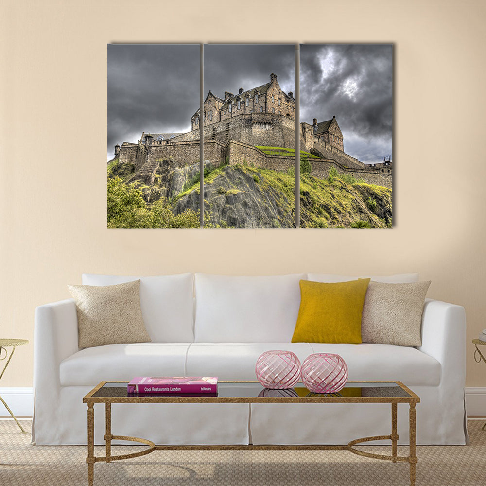 Edinburgh Castle on Castle Rock in Edinburgh, Scotland, UK Multi Panel Canvas Wall Art