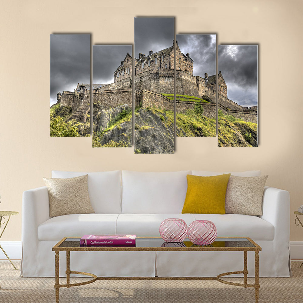 Edinburgh Castle on Castle Rock in Edinburgh, Scotland, UK Multi Panel Canvas Wall Art