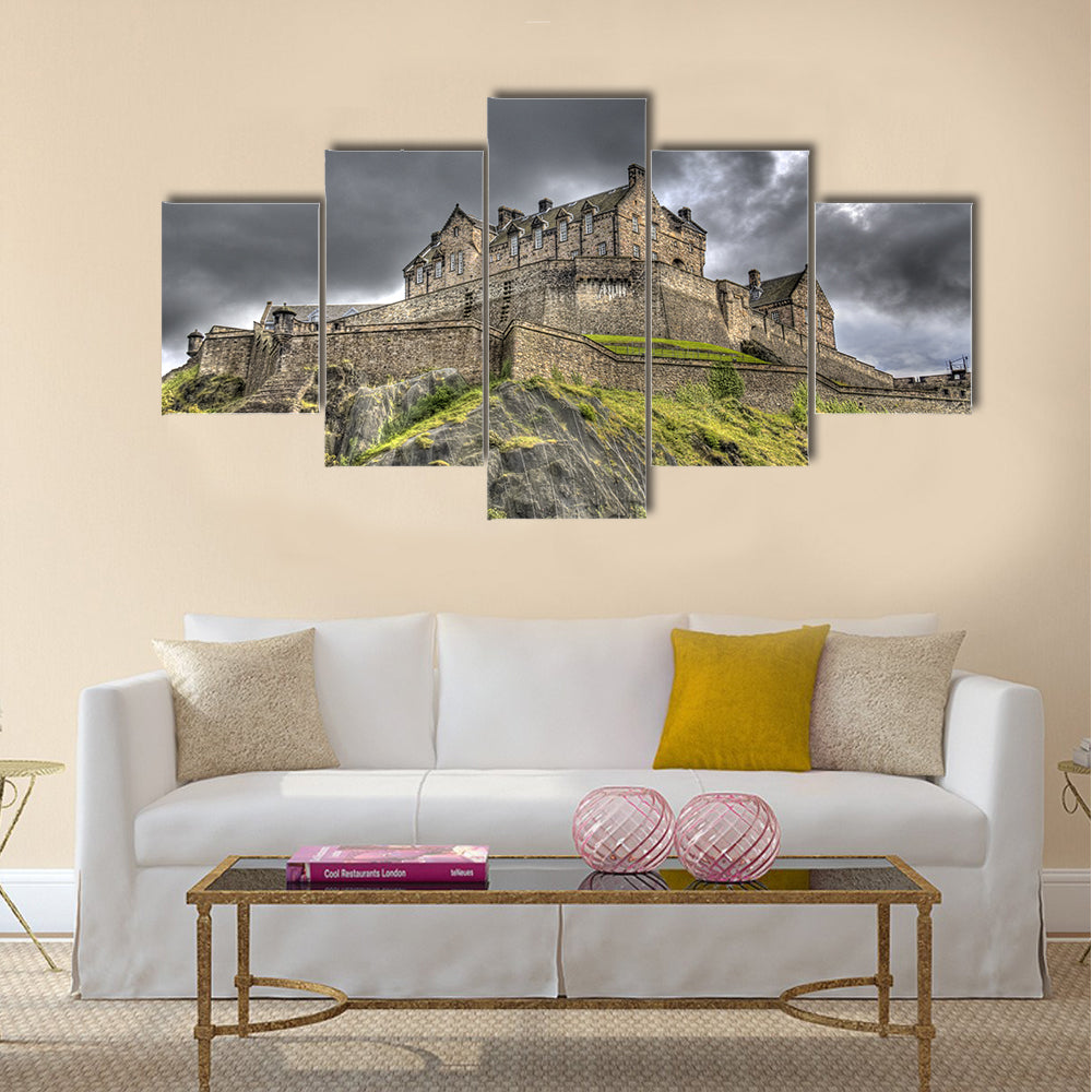 Edinburgh Castle on Castle Rock in Edinburgh, Scotland, UK Multi Panel Canvas Wall Art